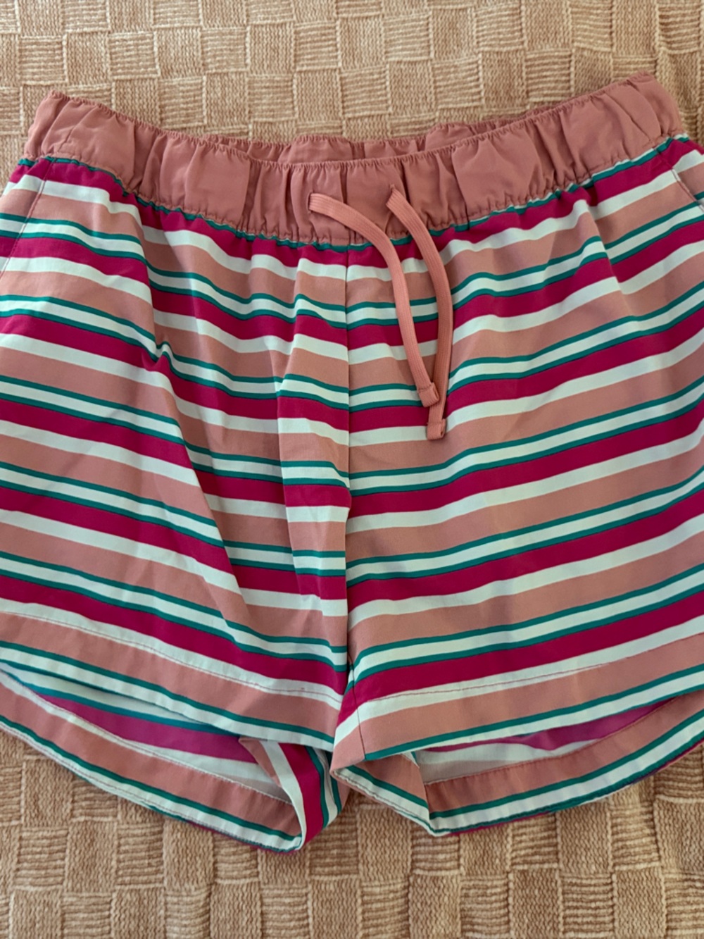 The North Face Striped Pink & Teal Athletic Shorts